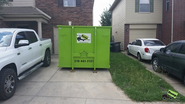 20 yard bin with room to park 2 cars